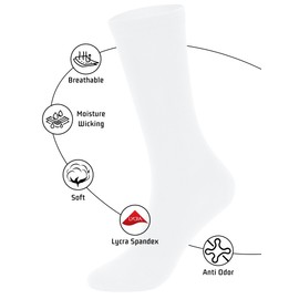 Forony Unisex Girls Kids Youth Soft Knee High Socks 6-12 Years Old Combed Cotton Anti Odor 3 Pack School Uniform White