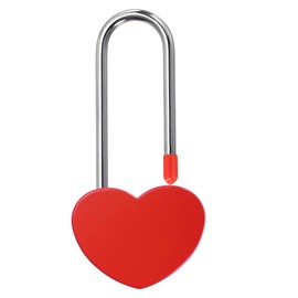PATIKIL 3.9" 50mm Love Locks Heart Padlock Without Key, Single Heart Wish Lock Romantic Heart Lock for Lovers Lock Bridge Wedding Anniversary Travel Present, Red