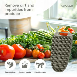 Vegetable Brush - Flexible Carrot/Potato Scrubber Brush - Fruit & Vegetable Scrubber Brush for Food - Plastic Fruit Brush for Hard Grades - Fruit & Vegetable Tools for Cleaning, 2 Pcs
