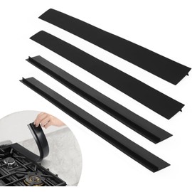 OTraki Stove Gap Covers 4 Pack Silicone Countertop Stove Gap Filler 25 inch Oven Gap Cover Heat-resistant Kitchen Stove Gap Cover Washer Dryer, Black