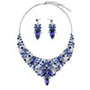 Qlavoca Rhinestone Crystal Rib Statement Necklace Earrings Charming Spark Chunky