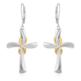 Cross Earrings for Women Sterling Silver Religious Christian Dangles Infinity Drop Jewelry Baptism Gifts for Women Her