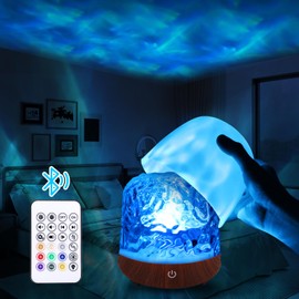 LTXDJ Galaxy Projector Night Light Bluetooth Speaker, Touch Lamps Bedside Star Projector for Kids, Ice Cube Ocean Wave Sensory Lights 16 Color Adjustable Brightness Crystal Lamp (RGB-Night Light Speaker)