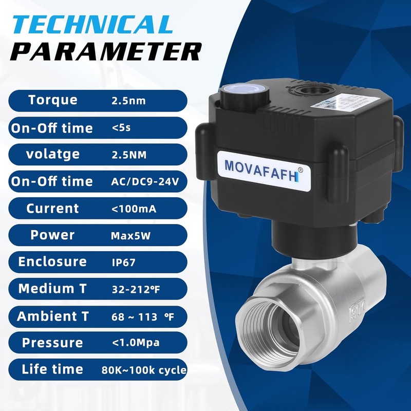 3/4" Motorized Ball Valve with Function - 9-24V DC Electric