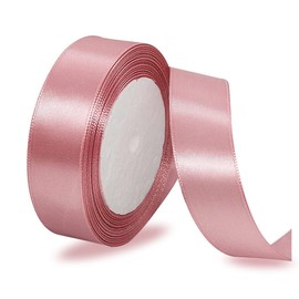 Satin Ribbons Rose Gold 25 mm Wide, 23 Metres Gift Ribbon for Gift Wrapping, DIY Crafts, Bouquets, Sewing Projects, Bow Making, Birthday and Wedding Decorations