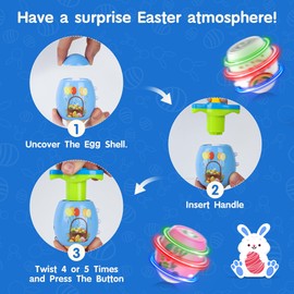 Easter Eggs Toys for Kids, 6 Pack Spinning Tops Toys, Lighting & Singing Colorful Easter Eggs, Easter Toys Party Favor Easter Basket Stuffers Toy Best Gift for Boys Girls Kids 3 4 5 6+