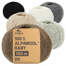 100% Baby Alpaca Wool in 50+ Colours (Scratch-Free) – 300 g Set (6 x 50 g) – Soft Alpaca Wool for Knitting & Crochet in 6 Yarn Sizes by Hansa-Farm
