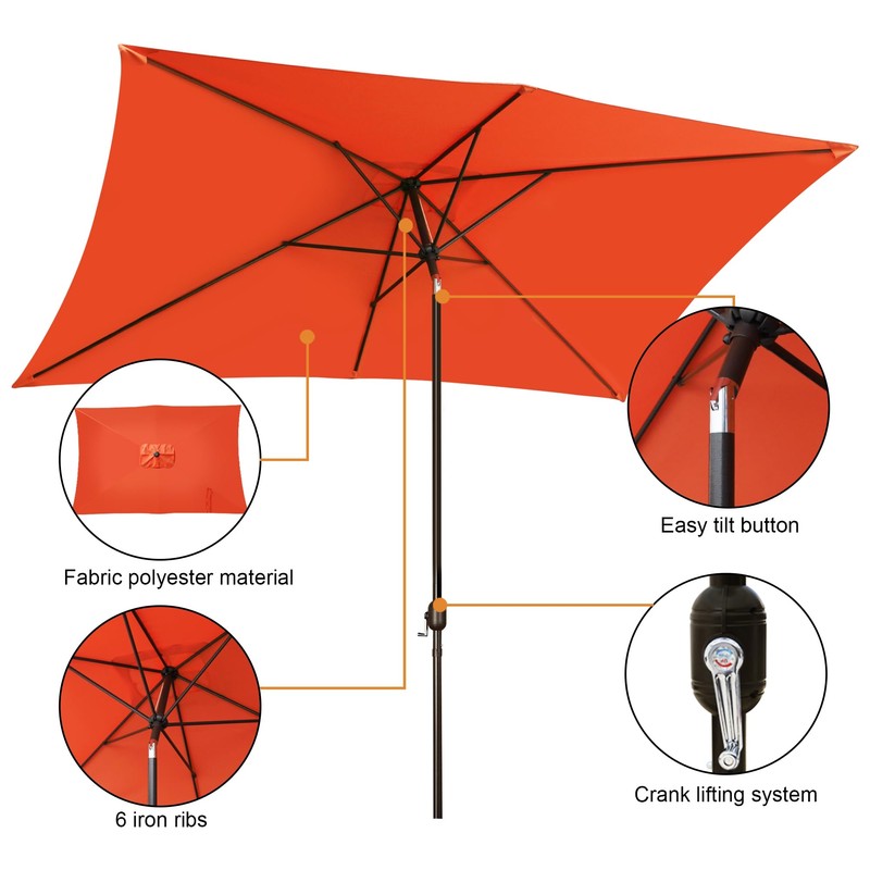 Blissun 10' Rectangular Patio Umbrella Outdoor Market Table Umbrella with