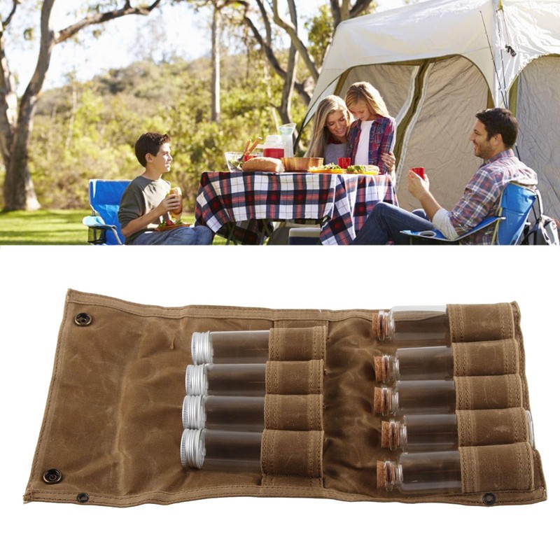 Leapiture Portable Spice Bag Canvas Travel Spice Kit Camping Spice