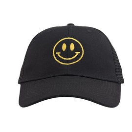 AOSMI Smile Face Trucker Baeball Hat for Men Women, Snapback Adjustable Mesh Back Breathable Summer Ball Cap Black