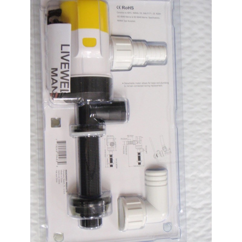 Seachoice LIVEWELL BAITWELL PUMP 800 GPH 19463 FOR 3/4" HOSE