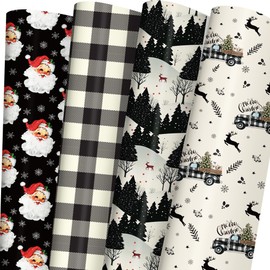 SaringSwoon Black Christmas Wrapping Paper - Santa Wrapping Paper with Winter Woodland, Reindeer, Merry Christmas, Buffalo Plaid & Vintage Truck Designs - 40×28 Inches, 6 Folded Sheets, Easy Storage