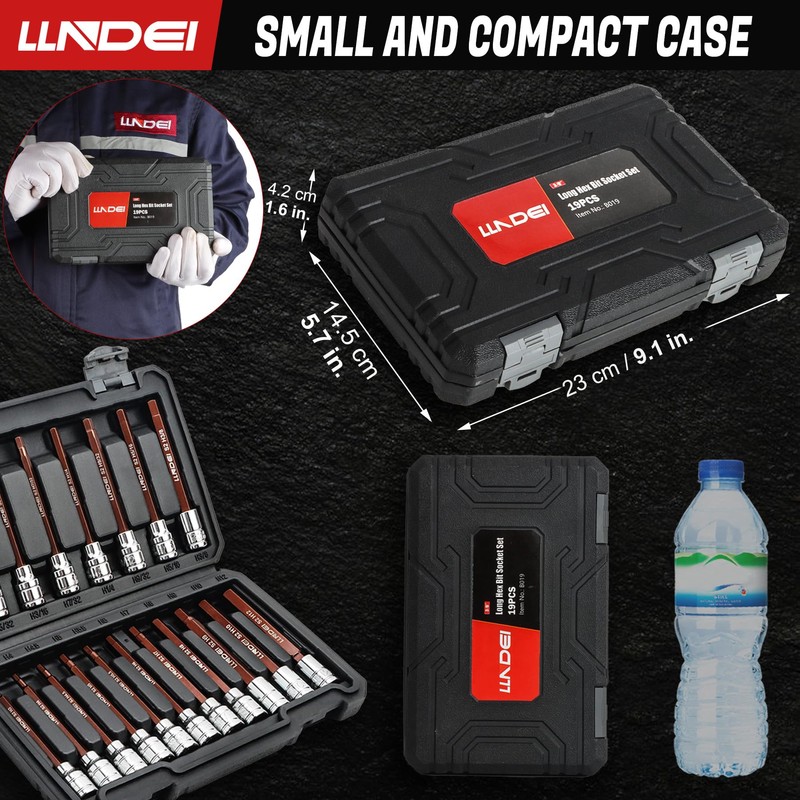 LLNDEI 3/8-Inch Drive Extra Long Allen Hex Bit Socket Set