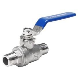 DERNORD Full Port Ball Valve 3/8 Inch - Male x Male Stainless Steel 304 Heavy Duty for Water, Oil, and Gas,1000WOG (3/8 Inch NPT)