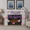 Butterfly Birthday Decorations, Pre-Strung Purple Happy Birthday Banner with Circle