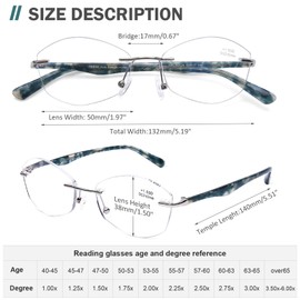 AQWANO Rimless Reading Glasses Women Fashion Designer Computer Blue Light Blocking UV400 Protect Classic Elegant Frameless Readers,1.25