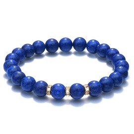 Togous Beaded Bracelets for Women, Healing Anxiety Relief Crystal Chakra Bead Bracelet, Stress Relief Stretch Bracelet Birthday Gifts For Women (Lapis Lazili)