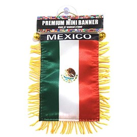 Mexico Mexican Small Flags for car Interior Rearview Mirror or Home Sticks to Windows Glass Quick and Easy Quality Small Hanging Mini Banner Flags car Accessories (Mexico Flag)