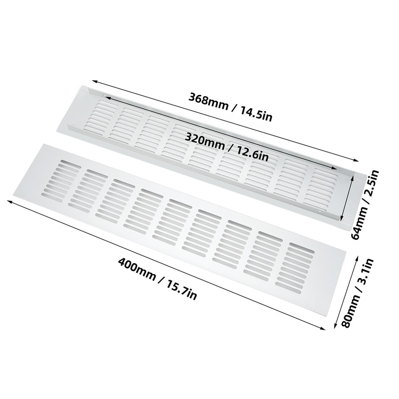 2 Pcs Air Vent Ventilation Grille Aluminium Alloy Rectangular Vent