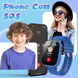PTHTECHUS Reloj Inteligente para Niños - Smartwatch Teléfono para Niños y Niñas con Llamada SOS 2 HD Cámaras 22 Juegos podómetro audiolibro música vídeo Despertador Regalo de cumpleaños 4-14 años