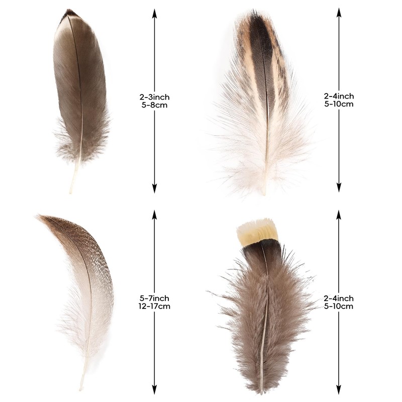 THARAHT 120pcs Natural Feathers Small 4 Styles Bulk for DIY