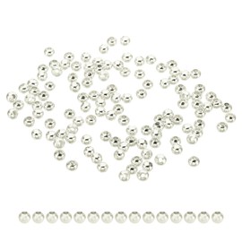 PATIKIL 3mm Silver Filled Spacer Beads for Jewelry Making, 100 Pack Metal Round Beads Brass Beads for Bracelets Earring Necklace DIY Craft
