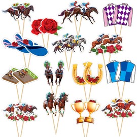 30 PCS Derby Cupcake Toppers Horse Racing Theme Decor Horse Racing Cupcake Picks Equestrian Derby Birthday Decoration Baby Shower Party Supplies