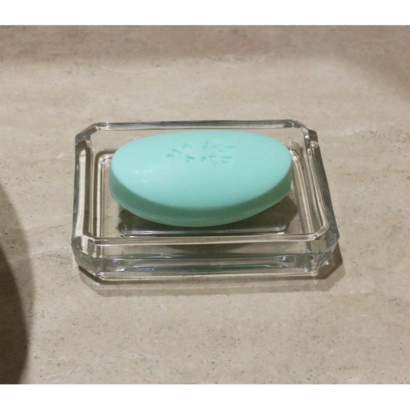 Clear Glass Soap Dish, Heavy Soap Holder for Bathroom, Sink