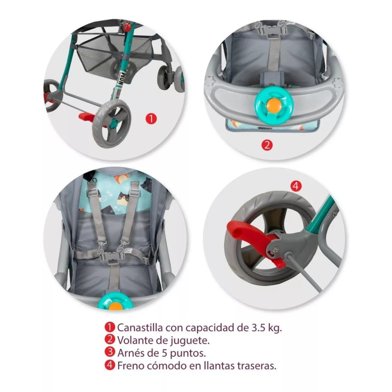 Trendy Kids Carriola Trendy Kids Happy Reclinable Ligera Color Menta