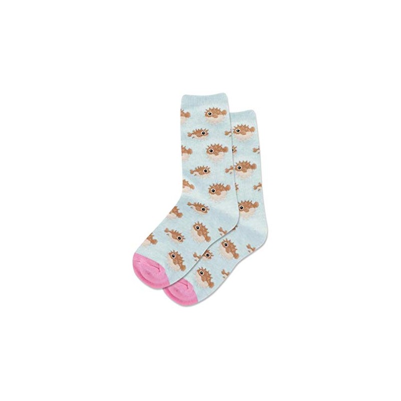 Hotsox Kid's Pufferfish Crew Socks 1 Pair, Mint Melange, Kid's