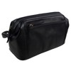 Oakridge Leather Mens Top Frame Washbag/Toiletry Bag - Black