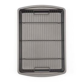 GoodCook 15” x 10.5” Nonstick Carbon Steel Baking Pan & Raised Wire Rack – Pizza Crisper, Crispy Bacon, Multipurpose Cooking Sheet Pan, Cooling Rack, Kitchen Cookware Set, Dishwasher Safe