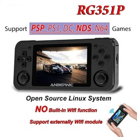Retro GamePro RG351P Handheld Game Console, Console Support Open Linux Tony System RK3326 Chip 64GB Storage 3.5 Inch IPS Screen 3500mAh Battery (RG351P Black)