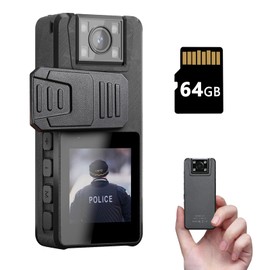 Hoestr 64GB Body Camera 1296P, 3000mAh Camcorder with IR Night Vision, 180° Rotatable Lens and 2 Sturdy Clips, Body Cam with Video Recording for Police Cycle Delivery Home