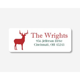 60ct - Christmas Address Labels, Christmas Return Address Labels, Reindeer Return Address Stickers (#229-WH)