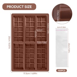 3 Stück Silikon Schokoladenform mit 10 Abschnitte 6-Tafel Silikon Schokoladenform Tief - BPA-frei, Antihaft mit Transparenter Beutel für süße Leckereien und Pralinen