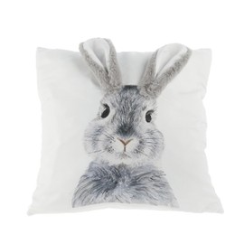 MC-Trend Cushion Cover Floppy Ear Cushion Cover Easter 40 x 39 cm Rabbit Cushion Cover Rabbit Easter Bunny with Zip and Attached Plush Ears (1)
