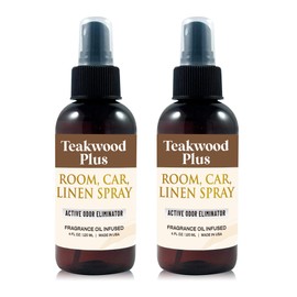 HoogaLife Car Air Freshener and Odor Eliminator 4 fl oz 120ml Spray - Teakwood Plus (2 Pack)