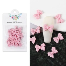 50 Pieces Bowknot Nail Pendants Flat Back Nail Art Decoration Bows Nail Stickers Bows Nail Tags