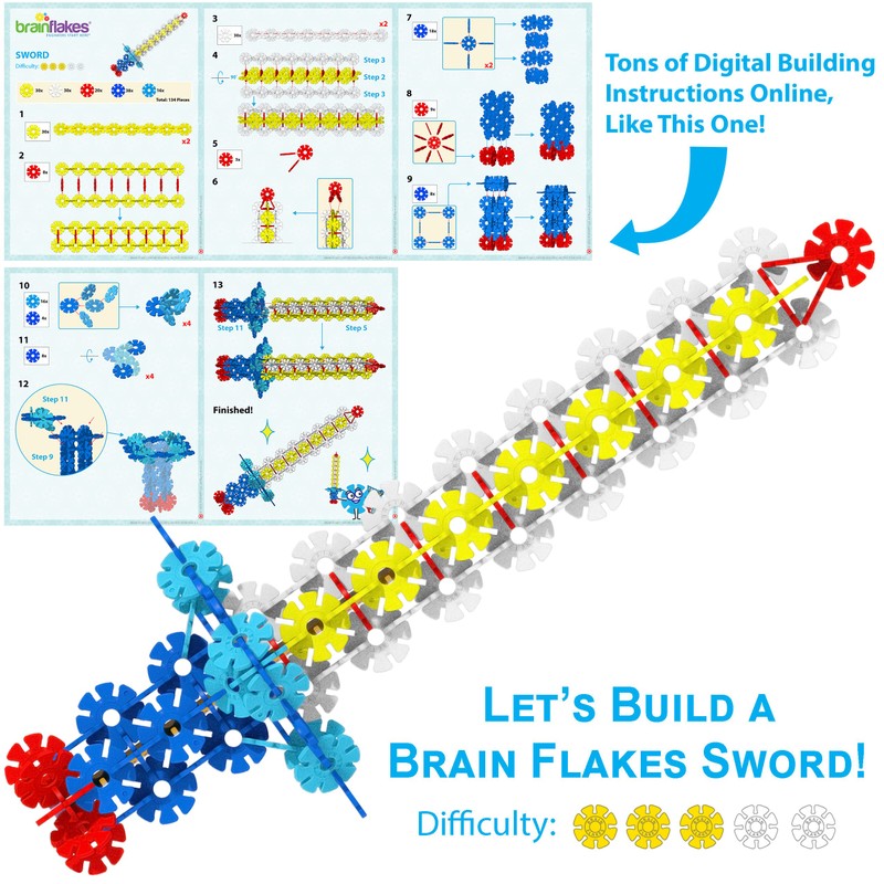 Brain Flakes 500 Piece Set, Ages 3+, Interlocking Plastic Disc