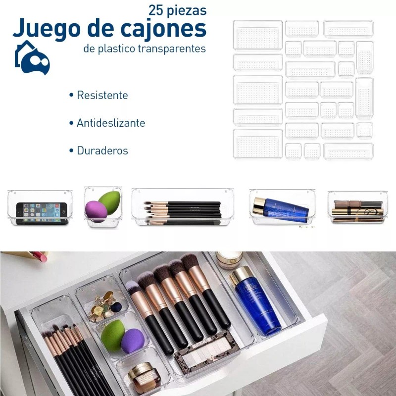 Bluelander Organizador De Cajones Joyas Maquillaje 25 Pzas De Plástico