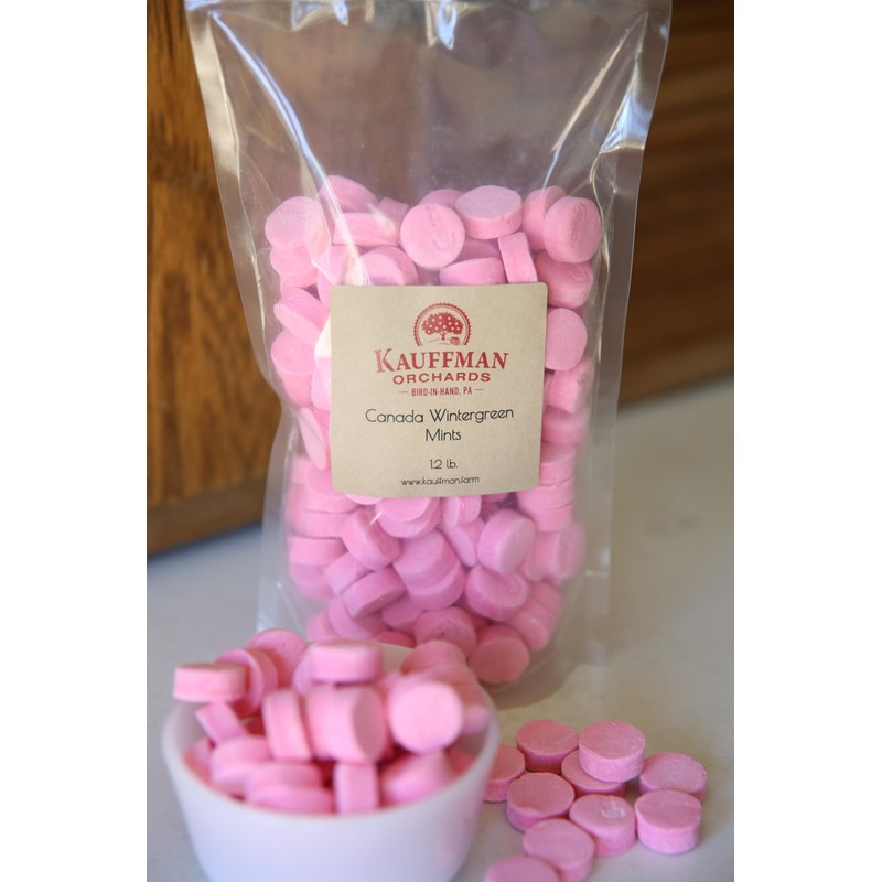Kauffman Orchards Canada Wintergreen Mints, Pink Candy Lozenges In Bulk,