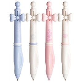 MOZXIRZ 4 Pcs Cute Retractable Pens Bowknot Gel Pens Soft Grip Black Ink Pen 0.5mm Fine Point Smooth Writing Kawaii Pen for Women Girls Office Supplies Back to School Supplies (Bowknot)