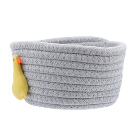 Totority 1pc Woven Cotton Rope Storage Basket for Sundries Organization Stylish Home Multi-purpose Use for Toys Books and Cosmetics Grey Color for Living Room and Tabletop Storage