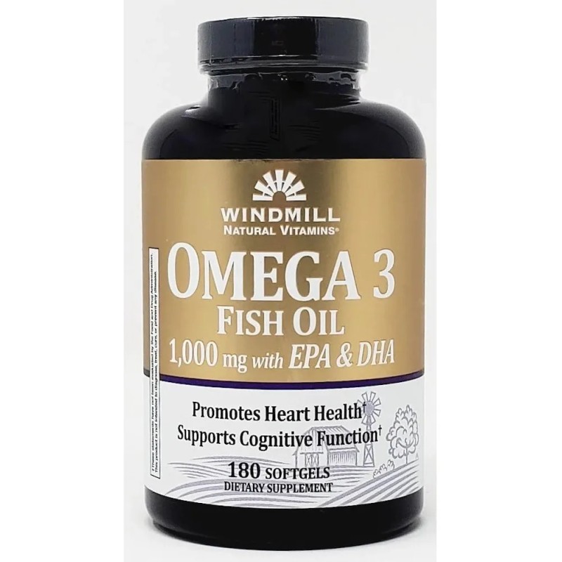 Omega 3 1000mg EPA DHA Sin Sabor Windmill 180 Cápsulas