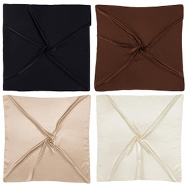 HBselect 4PCS Head Scarf for Women 35” Head Scarves Silk Like Satin Neck Scarfs Square Bandana Hair Wraps Scarf for Sleeping