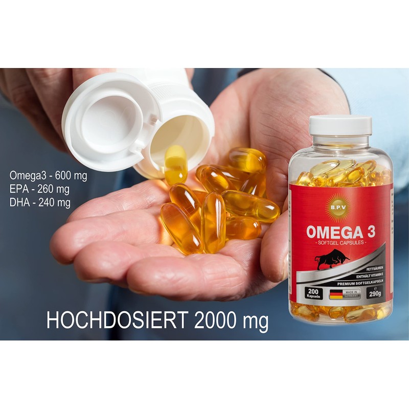 Premium Omega3 Fish Oil Capsules 200 Pieces High Dose 2000