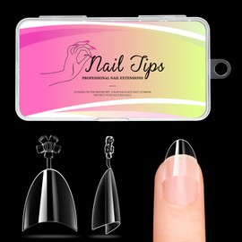 Ranrose Short Oval Nail Tips 240PCS Half Cover Fake Nails Gel X Nail Tips for Acrylic Nails Professional 12 Sizes Clear False Tips for DIY Press On Nail Extensions