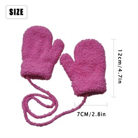 Toddler Thermal Fleece Gloves with String Baby Winter Warm Thicken Mittens Infant Stretchy Hanging Neck Gloves Boys Girls Skiing Outdoor Gloves Plush Anti-Scratch Mittens for 1-3 Y Kids Birthday Xmas