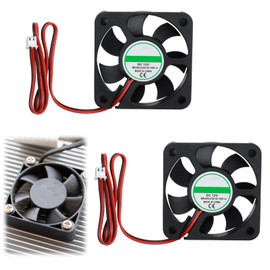 Pack of 2 DC 12 V Fan 2 Pin 3D Printer Fan Brushless DC Fan 12 V 5010 Small Quiet Cooling Fan 50 mm with Cable and Plug for Ice Maker Fan Heater Cooler PC Case Fan 50 x 50 x 10 mm